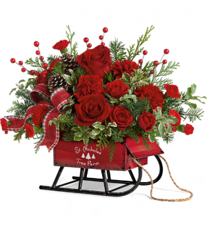 Teleflora's Rosy Sleigh Holiday Arrangement in Winnipeg, MB | KINGS FLORIST LTD Teleflora's Rosy Sleigh Holiday Arrangement in Winnipeg, MB | KINGS FLORIST LTD