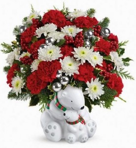 Teleflora's Send a Hug Cuddle Bears Bouquet Holiday Arrangement