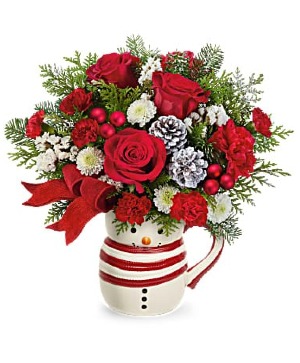 Teleflora's Send a Hug  Frosty Stripes with Roses Teleflora's Send a Hug  Frosty Stripes Bouquet
