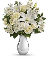 Teleflora's Shimmering White Bouquet silver vase