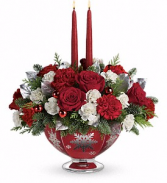 Teleflora's Silver and Joy Centerpiece Christmas arrangement