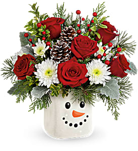 2022 Teleflora Christmas Container Snowman Coffee Can Teleflora's Smiling Snowman Christmas In Payson, Ut - Karen's Floral Designs