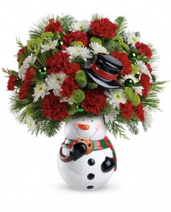 Teleflora's Snowman Cookie Jar Bouquet On Sale Now