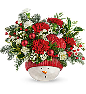 Teleflora's Snowman Ornament Bouquet T20X400 Keepsake Arrangement