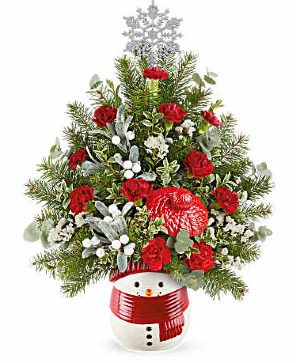 Teleflora's Snowman Surprise Tree Christmas Arrangment