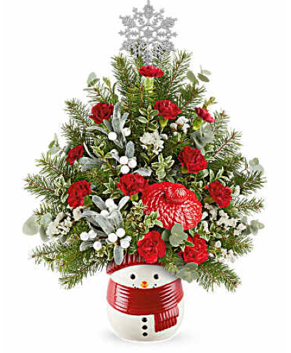 Teleflora's Snowman Surprise Tree Christmas Arrangment