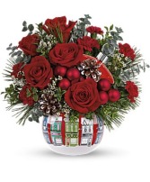 Teleflora's Snowy Village bouquet Christmas Centerpiece