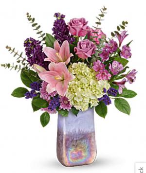 Teleflora's Purple Swirls Bouquet Fresh Arrangement with a Teleflora Keepsake