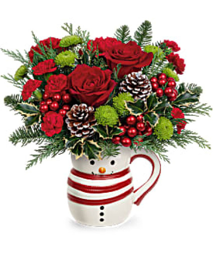 Telefloras Sweet Frosty with Red Roses 