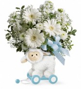 Teleflora's Sweet Little Lamb Blue Lamb Container