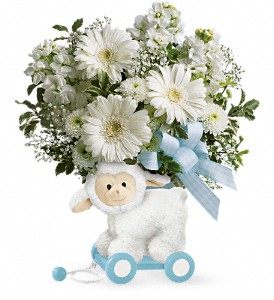 Teleflora's Sweet Little Lamb Blue Lamb Container