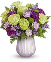 Teleflora's Sweetest Lavender Sculpted glass vase