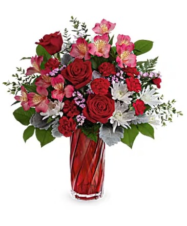 Teleflora's Swirling Splendor Bouquet Vase Arrangement in Augusta, GA | EBONY'S FLOWERS & GIFTS