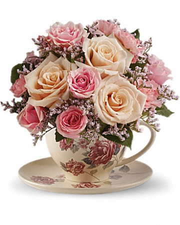Teleflora's Victorian Teacup Bouquet Arrangement