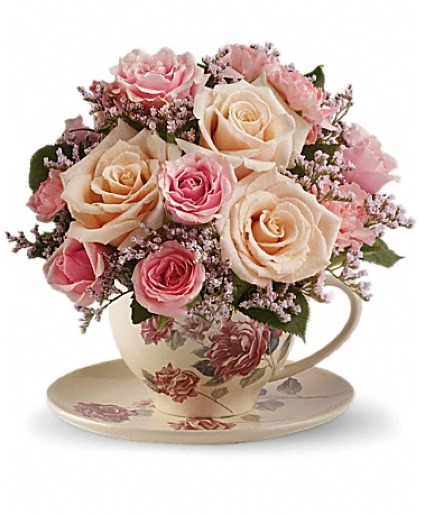 Teleflora's Victorian Teacup Bouquet Make & Take Design Tea Party Class 