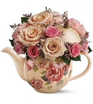 Teleflora's Victorian Teapot Bouquet in Moses Lake, WA | FLORAL OCCASIONS Teleflora's Victorian Teapot Bouquet in Moses Lake, WA | FLORAL OCCASIONS
