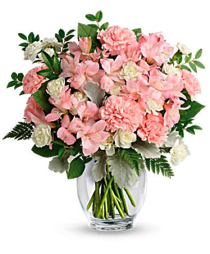 Teleflora's Whisper Soft Bouquet Clear Vase