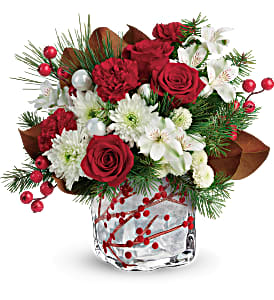 Teleflora's Winterberry Kisses Keepsake Glass Cube
