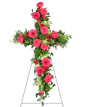 Tender Cross Standing Spray in Portage, IN | Flower Power Designs