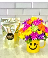 Terrific Day Bouquet and Cookie Bundle Mug Arrangement  and  Cookies 