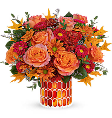 Teteflora's Autumn Radiance Stained-glass mosaic cylinder