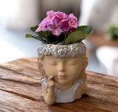 Thank Heaven for Little Girls Ceramic Planter with Blooming plant 