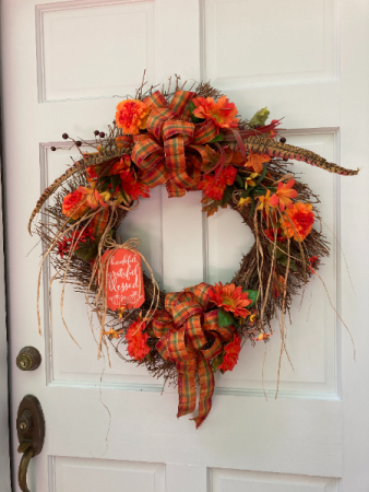 Thankful Grateful Blessed Fall Wreath Silk
