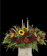 Thankful Harvest long and low centerpiece with candles 