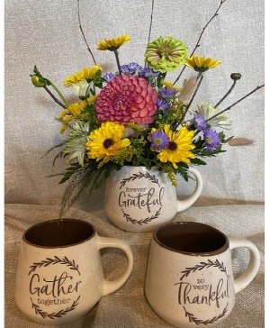 Thankful Mugs Fresh Flowers
