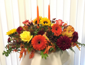 Large Fall Centerpiece with Two Candles 