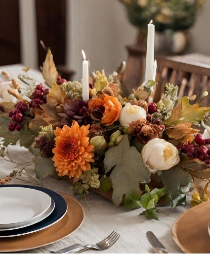 Thanksgiving Centerpiece pre-orders Fresh Flower arrangement