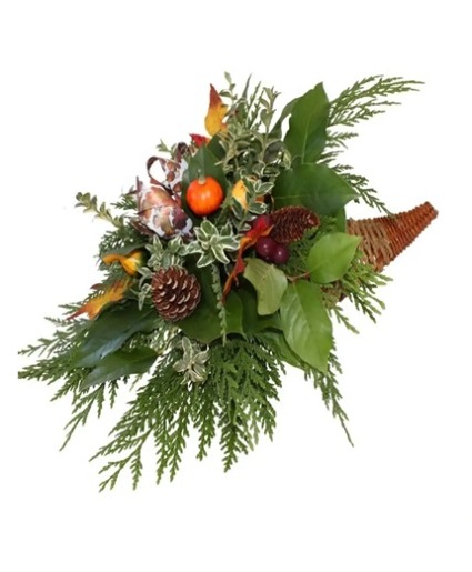 Thanksgiving Cornucopia Fresh Arrangement