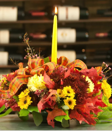 Thanksgiving Single Candle Centerpiece   in Wichita, KS | FLOWER FACTORY FLOWERS