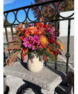 Thanksgiving Turkey Pitcher Vase Arrangement