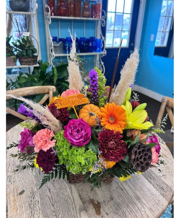 Thanksgiving Wicker Basket of Blooms  Holiday  in Bayville, NJ | Bayville Florist Inc. Always Something Special