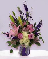 Lavender Lace  In Purple Vase * 