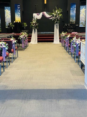 The Flowered Embrace Arch and Pew decor 