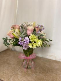 The Barbara Pastel arrangement  of lovely flowers 