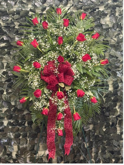 The Classic Red Roses Stand Standing Spray
