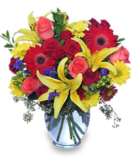 The colors of the Rainbow Vase arrangement