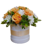 The Coral Roses Hatbox Flowers