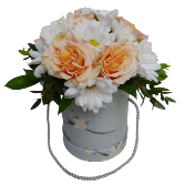 The Coral Roses Hatbox Flowers