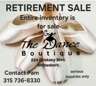 The Dance Boutique Entire Inventory is For Sale in Whitesboro, NY | KOWALSKI FLOWERS INC.