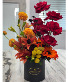the fancy black box floral fall arrangement
