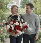 The Floating Heart Basket Red Roses and Basket