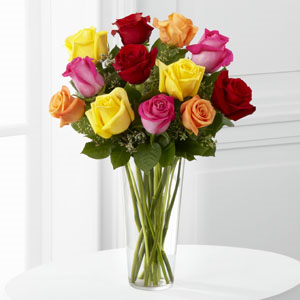 The FTD® Bright Spark™ Rose Bouquet E4-4809 Vase Included