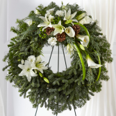 The FTD Greens of Hope Wreath Standing Spray
