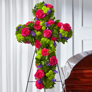 The FTD Tribute Rose Floral Cross Standing Spray