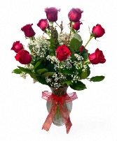 You're The Greatest !! One Dozen Long Stem Roses Arrangement In A Big Clear Vase