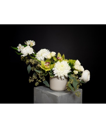 The KM Ceramic pot arrangement in Calgary, AB | Al Fraches Flowers LTD